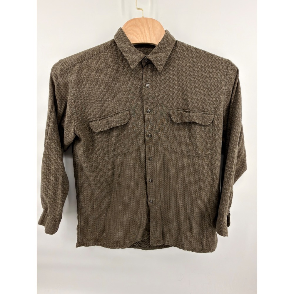 Vintage Burma Bibas Classics Shirt Mens XL Brown Geometric Print Cotton Rayon